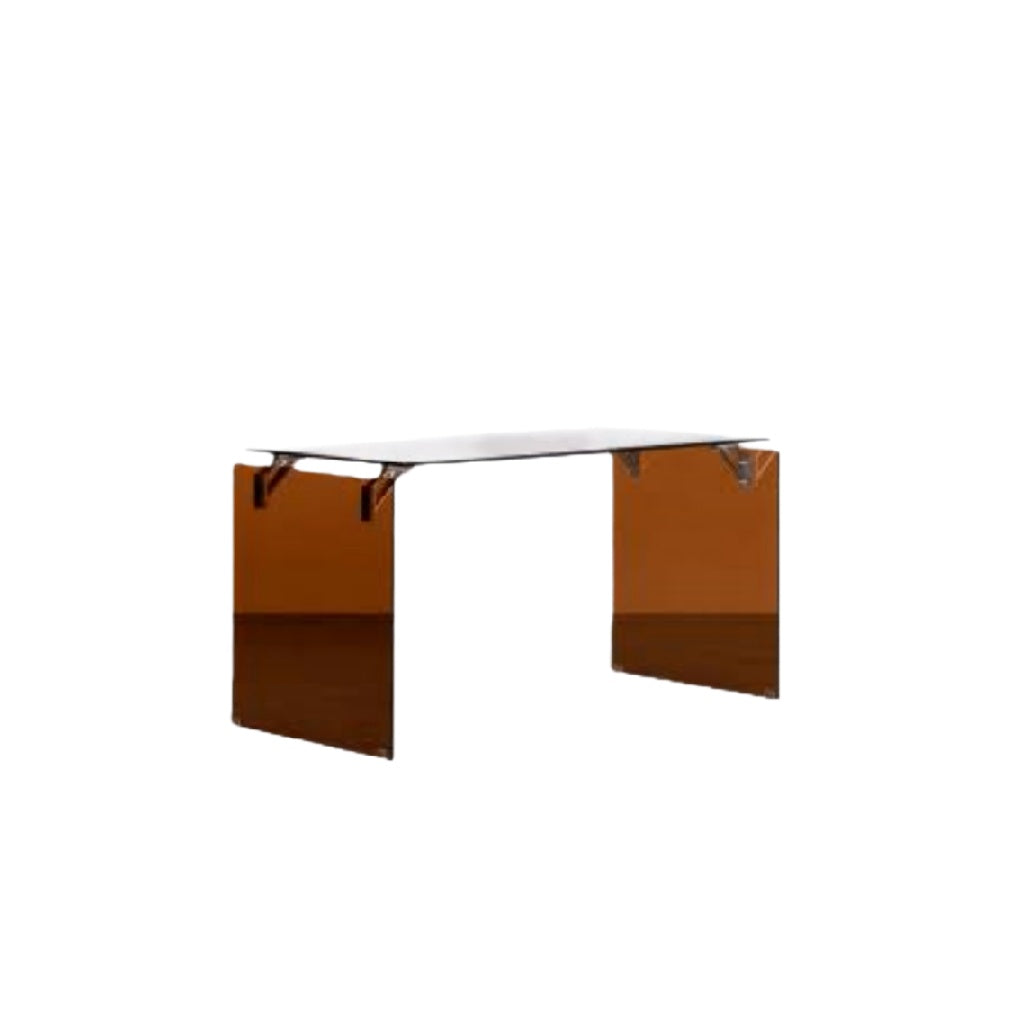 Table à manger en verre transparent pour salle à manger - 150 x 75 x 70
